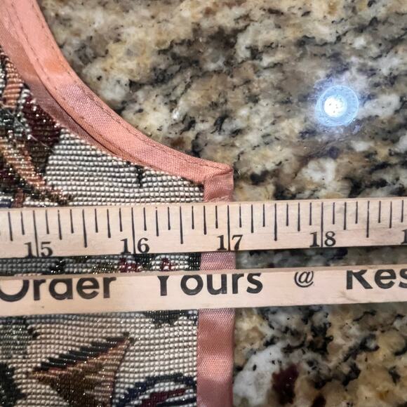 Mirror Vintage 1990s Women's Small Tapestry Vest Christmas Tree Santa Snowman - Picture 3 of 7